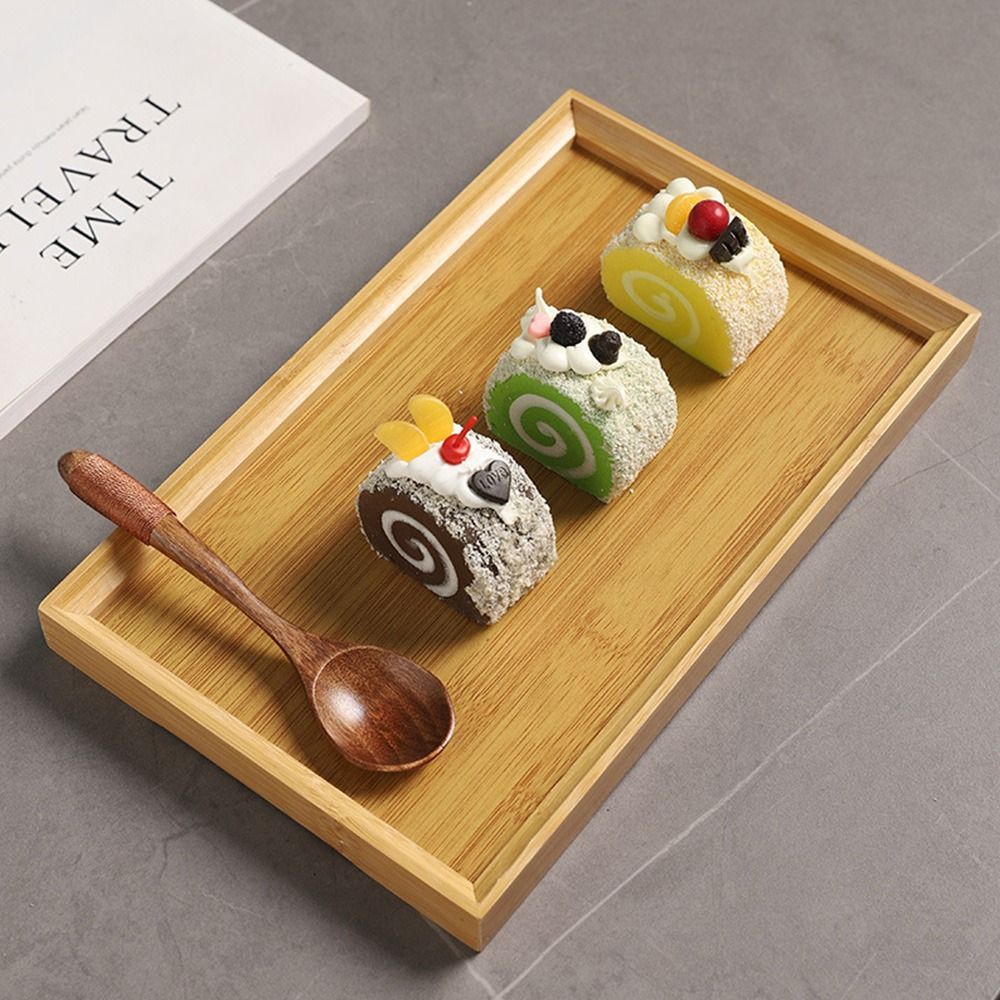 Decorate Tray Natural Bamboo B - Wooden Serving Tray 评论和价格