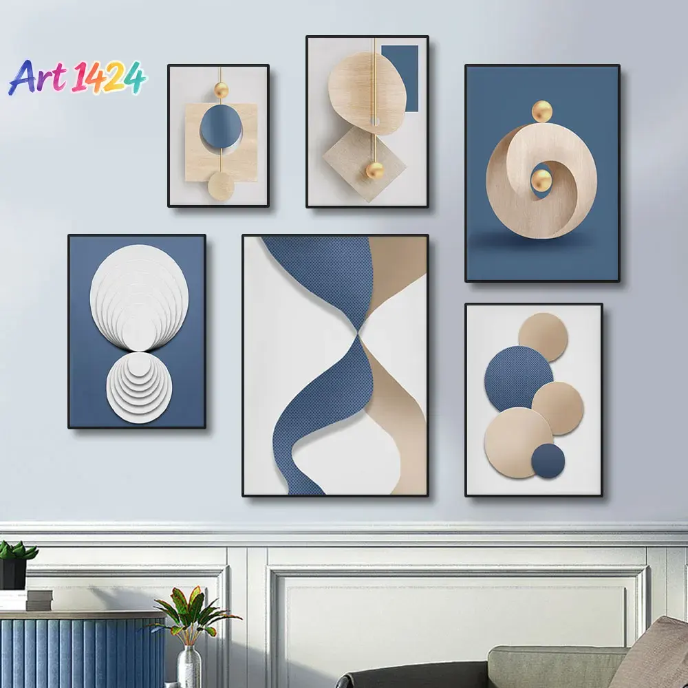 (1pc frameless)Abstract Blue W - Luxury Lifestyle Pictures 评论和价格