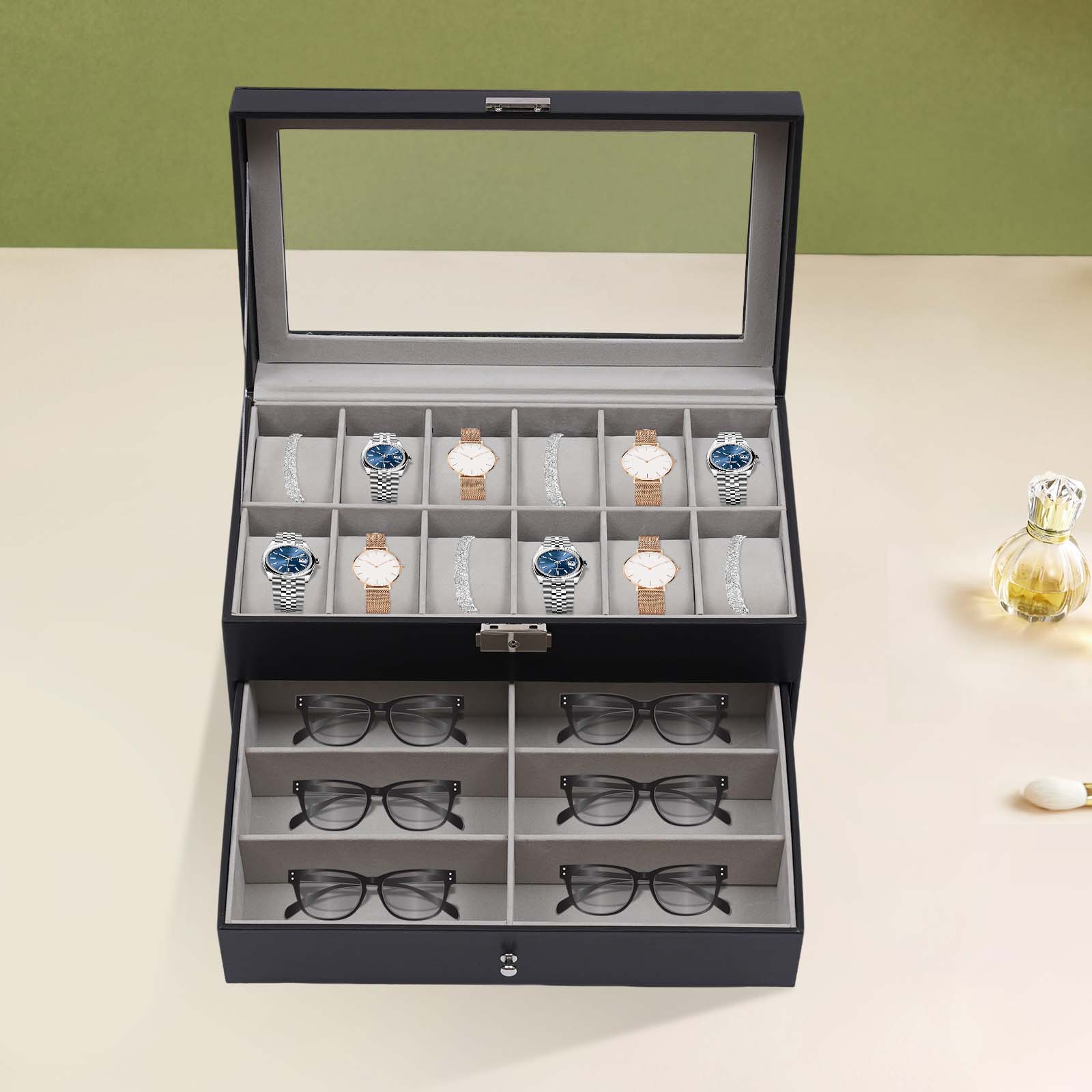 3-Tier Black Tabletop Storage  - Velvet Jewelry Box 评论和价格