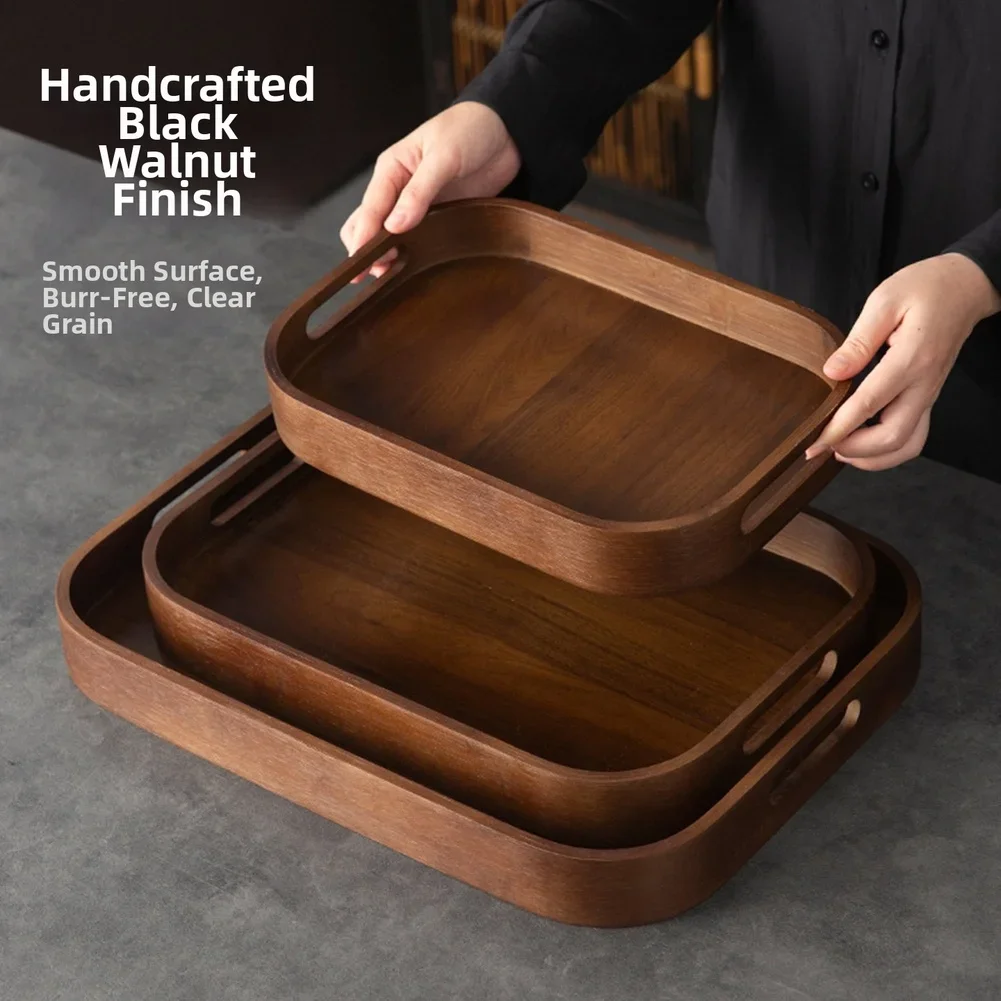 Wooden Tea Tray With Handles M - Wooden Serving Tray 评论和价格